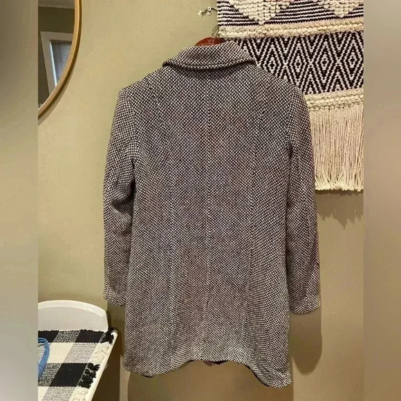 MOSSIMO VINTAGE HOUNDSTOOTH TWEED BLACK AND WHITE WOOL TRANCH COAT SIZE S - Picture 4 of 4